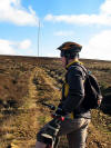 Simon pays homage to the great god television. Bilsdale mast, 31st January 2008